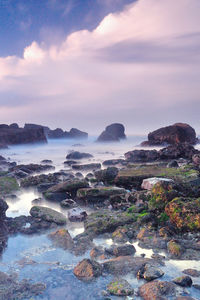 Scenic view of sea against sky during sunset