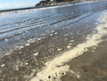 Close-up of waves on beach