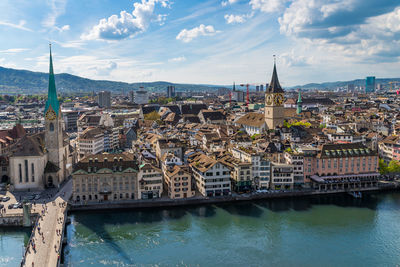 Aerial view of city at waterfront