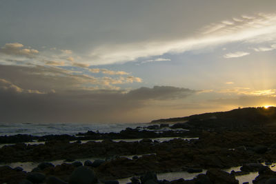 Scenic view of sea against sky during sunset