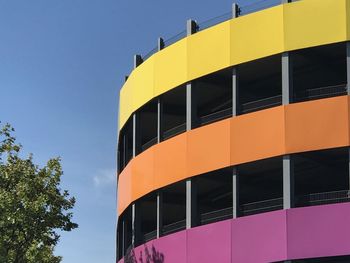 Low angle view of modern building against sky