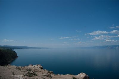 Scenic view of sea against blue sky