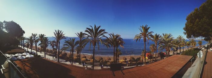 Panoramic view of swimming pool against sky