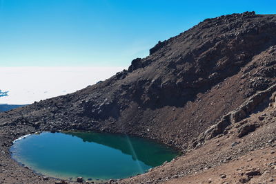 High altitude lake above the clouds at mount kenya, mount kenya national park, kenya