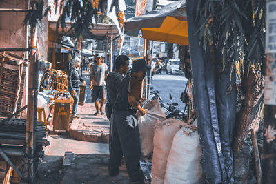 People working at market