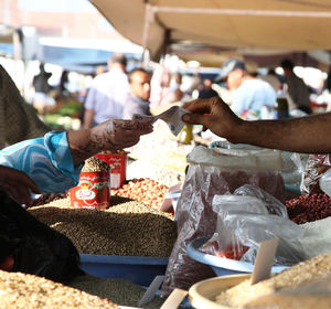 Midsection of woman shopping at market