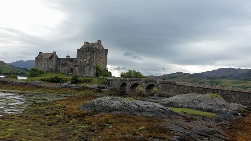 Scenic view of landscape against cloudy sky