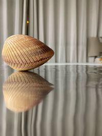 Close-up of metallic table at home