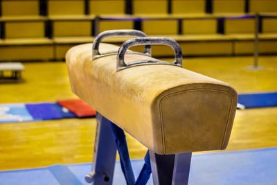 Close-up of pommel horse