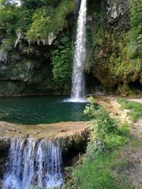 Scenic view of waterfall