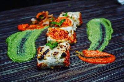 Close-up of food on table