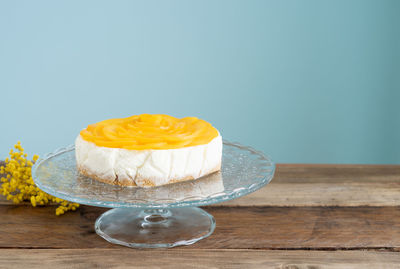 Close-up of cake slice on table