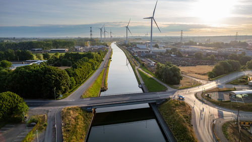 High angle view of bridge over river