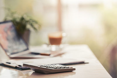 View of laptop on table