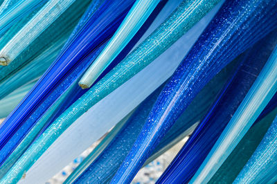 Full frame shot of blue fiber optics