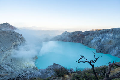 Scenic view of mountains against clear sky