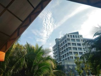 Low angle view of skyscrapers against sky