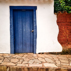 Closed door of building