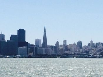 City skyline with river in background