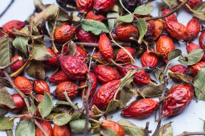 High angle view of fruits in plate