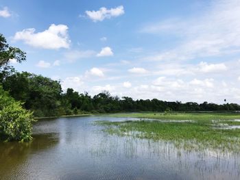 Scenic view of lake against sky