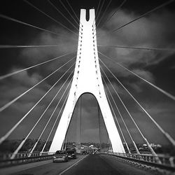 Low angle view of suspension bridge