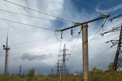 High-voltage transmission lines, metal supports, concrete poles