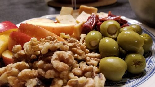 Close-up of grapes in plate