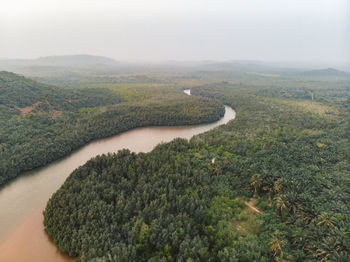 High angle view of river amidst landscape