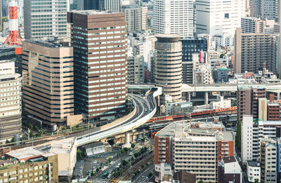 High angle view of cityscape