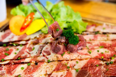 Close-up of food on table