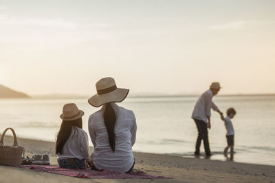 Family enjoying at beach