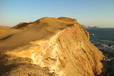 Evening landscapes of paracas national reserve park, peru