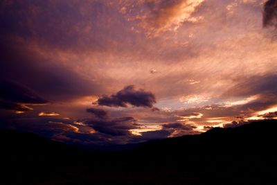 Scenic view of mountains against dramatic sky