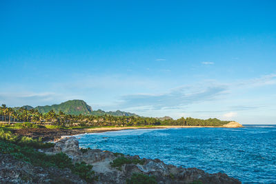 Scenic view of shipwreck beach from poipu point on island of hawaii