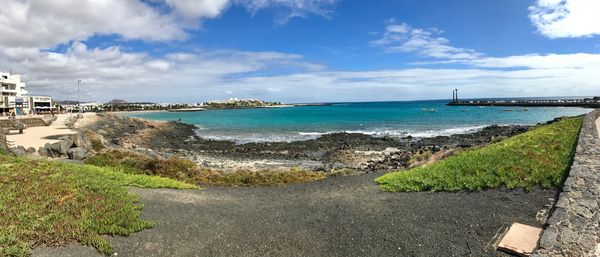 Scenic view of beach against sky