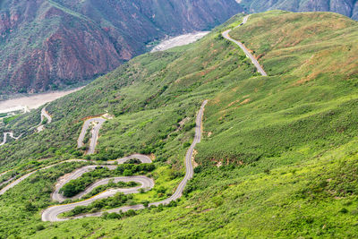 High angle view of mountain road