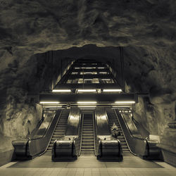 Low angle view of illuminated staircase in building