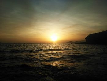 Scenic view of sea during sunset