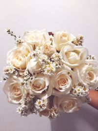 Close-up of white rose bouquet