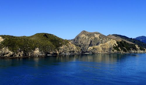 Scenic view of lake against clear sky