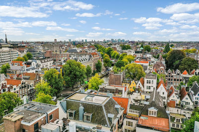 High angle view of townscape against sky