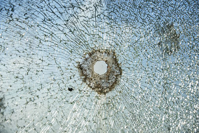 Full frame shot of broken glass window