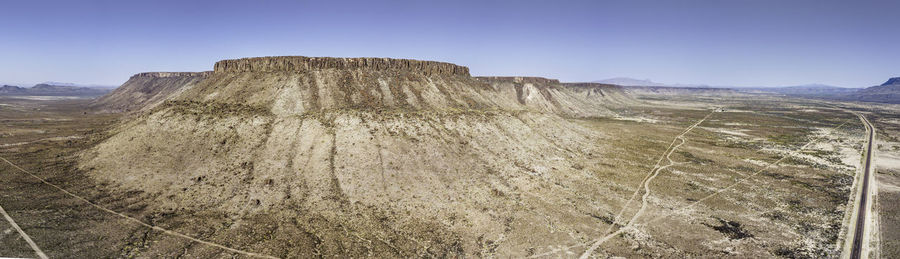 Scenic view of rocky mountains against clear sky