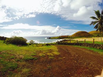 Scenic view of beach against sky