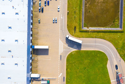 High angle view of empty road