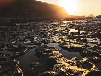 Scenic view of sea during sunset