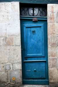 Closed door of old building