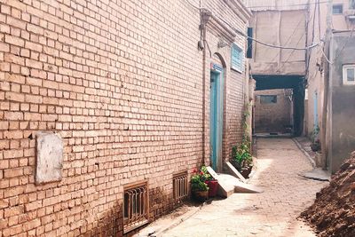 Closed door of building