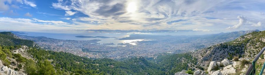 Scenic view of mountains against sky